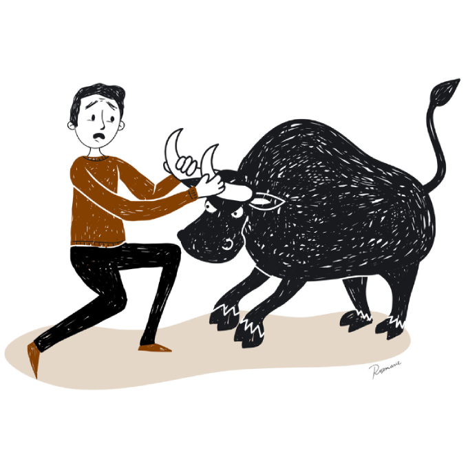 Prendre le taureau par les cornes - Français avec Pierre